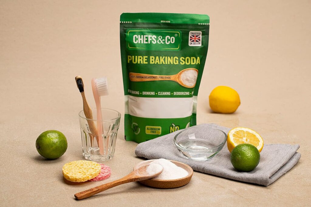CHEFS CO | Pure Baking Soda (1 KG) | 100% Sodium Bicarbonate of Soda Food Grade | Baking Soda for Cooking Drinking Cleaning | Aluminium Free | BPA Free | Raising Agent